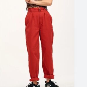 Lucy & Yak Red High-Waisted Relaxed Fit Pant